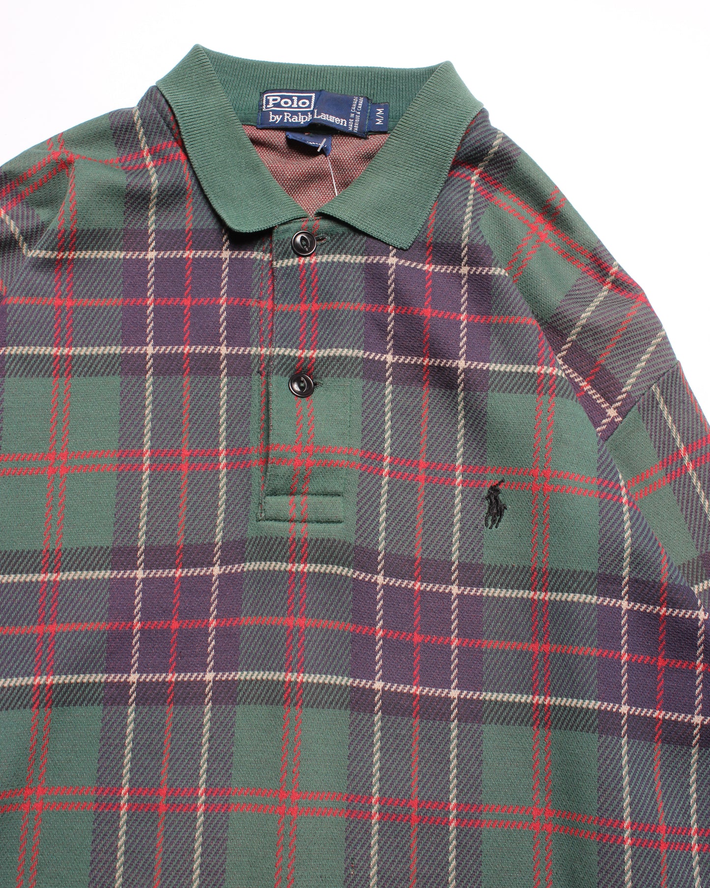 1990's Polo Ralph Lauren Plaid Rugby Top (M)