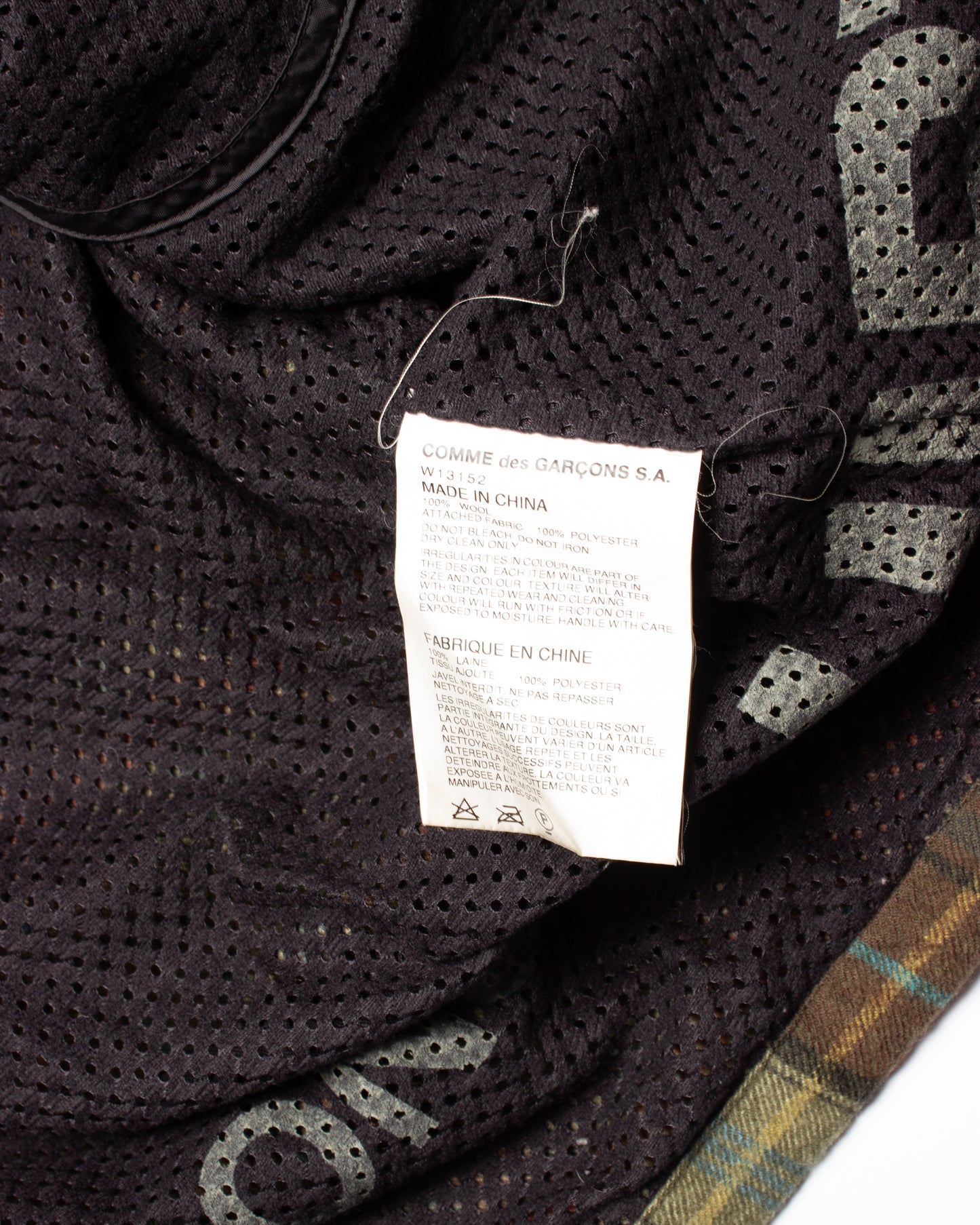 2008 CDG Shirt Wool Plaid Jacket (L)