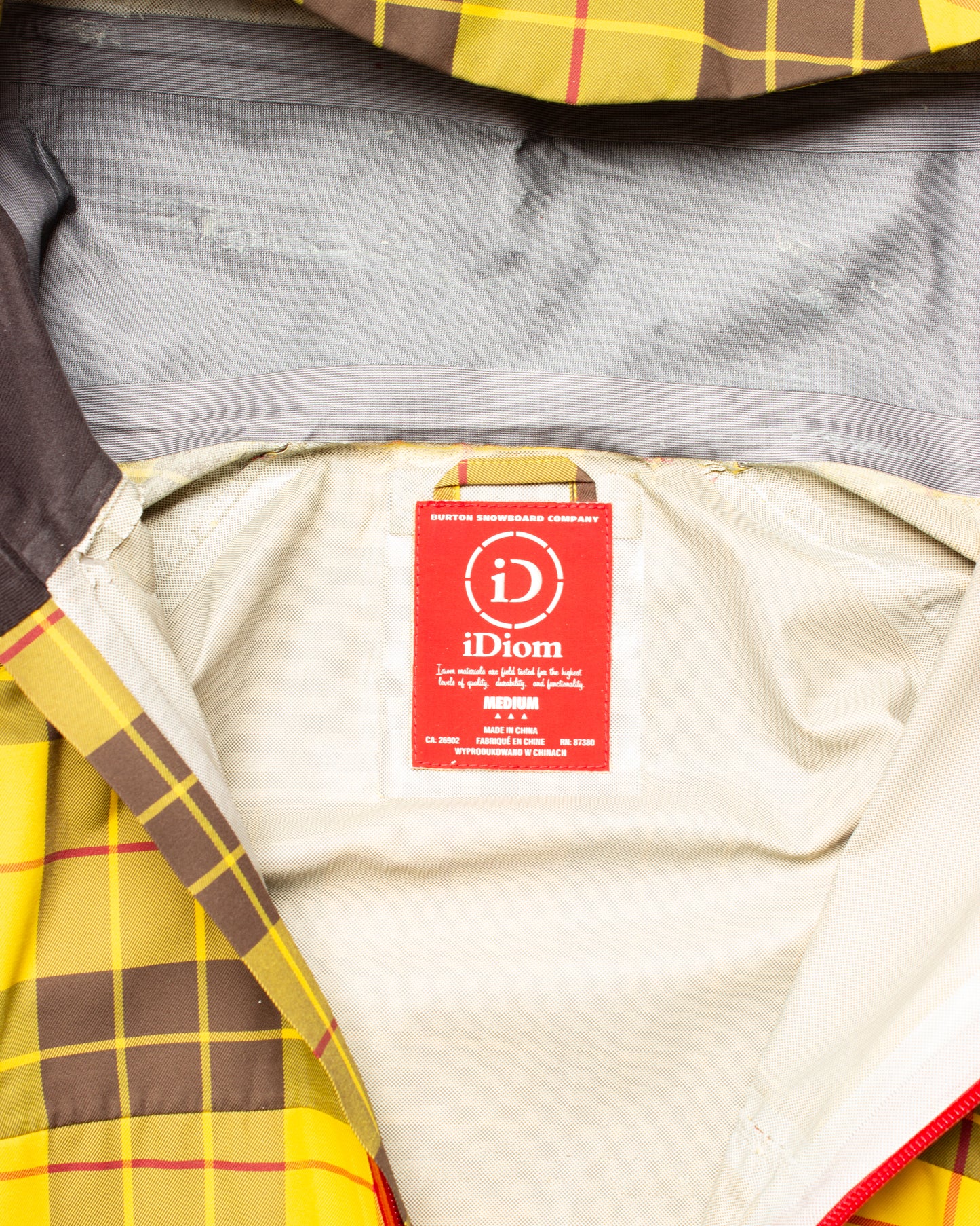 2007 Burton iDiom Yellow Plaid Slant Jacket (M)
