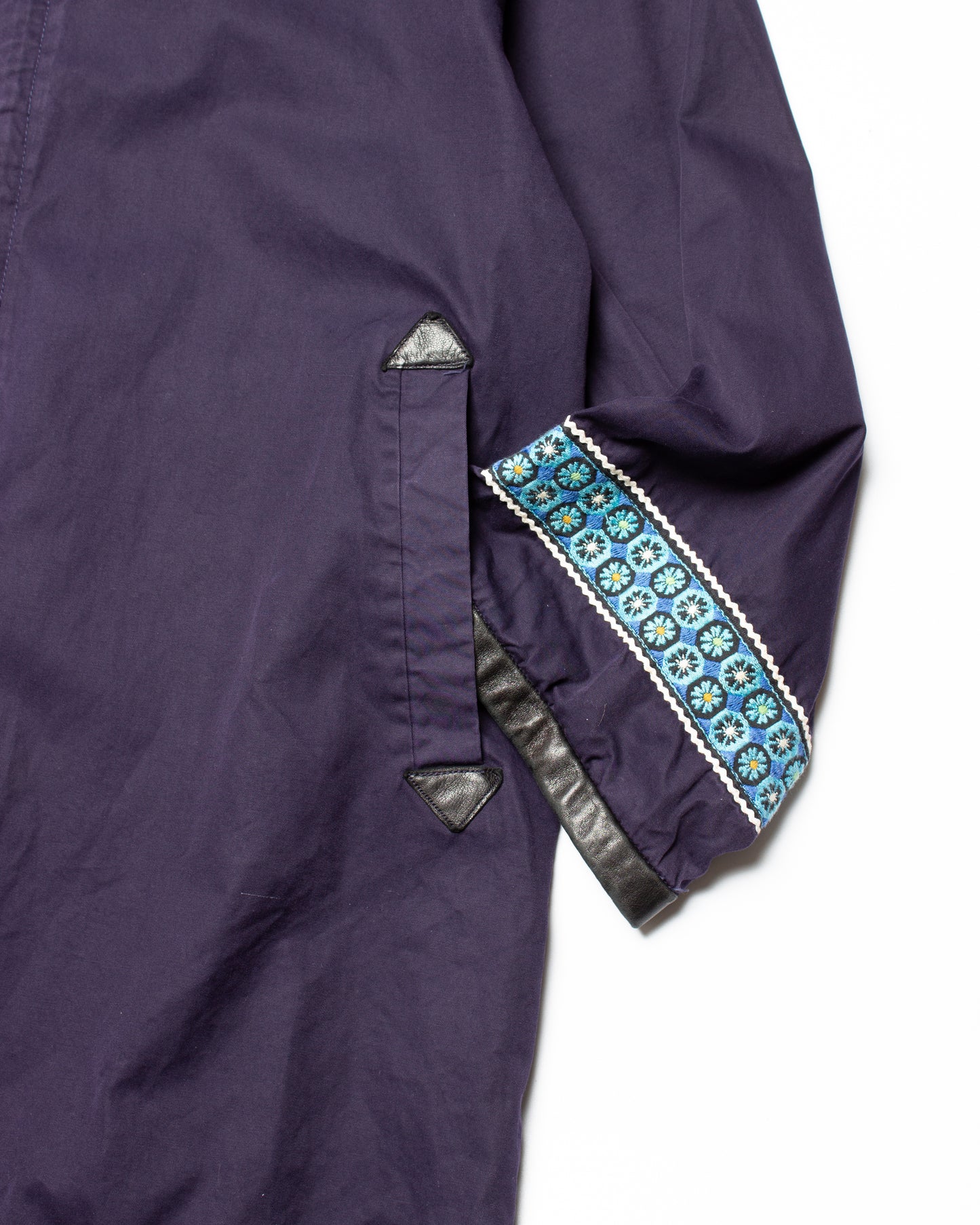 1970's Canadian Brand Leather Detail Cotton Coat (M)