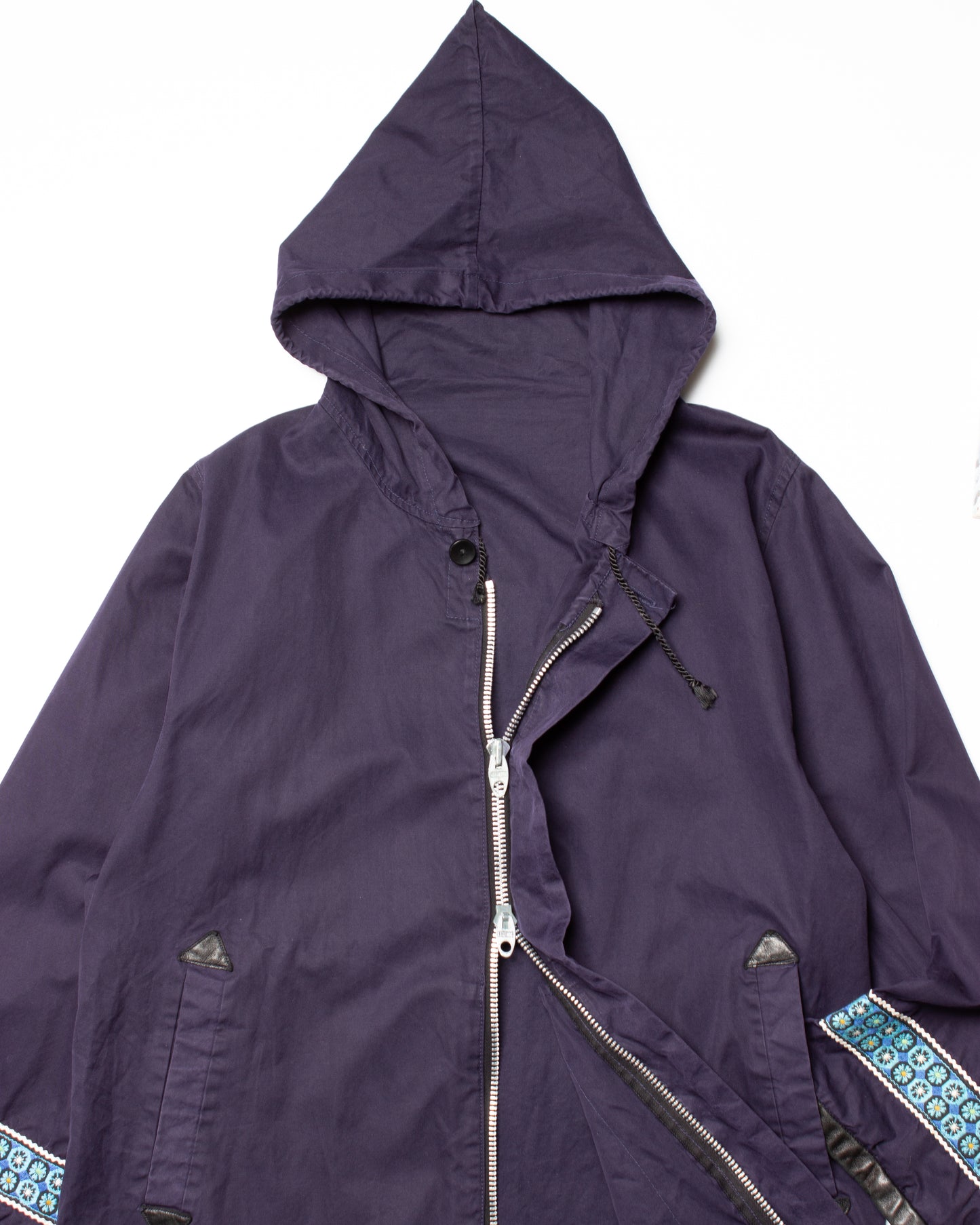 1970's Canadian Brand Leather Detail Cotton Coat (M)